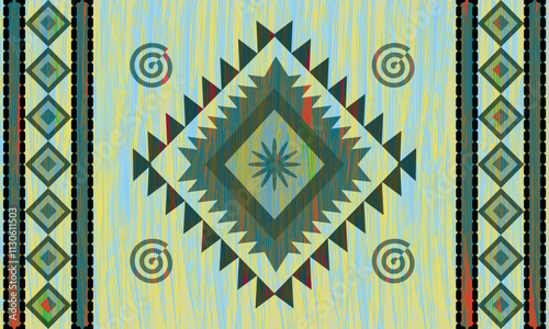 Geometric fabric patterns are made from brightly colored geometric shapes, perfect for carpets,curtains, etc.