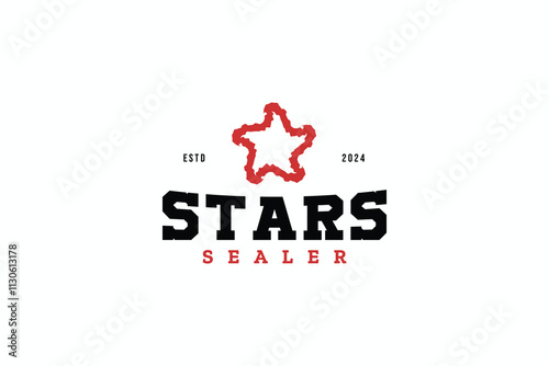 modern stars sealer logo vector design template. abstract brush stars icon symbol logo design vector illustration with elegant, vintage and minimalist styles isolated on white background