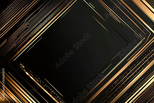 Abstract dark geometric background featuring glowing golden lines and sparkles, creating a modern, futuristic, and elegant design.