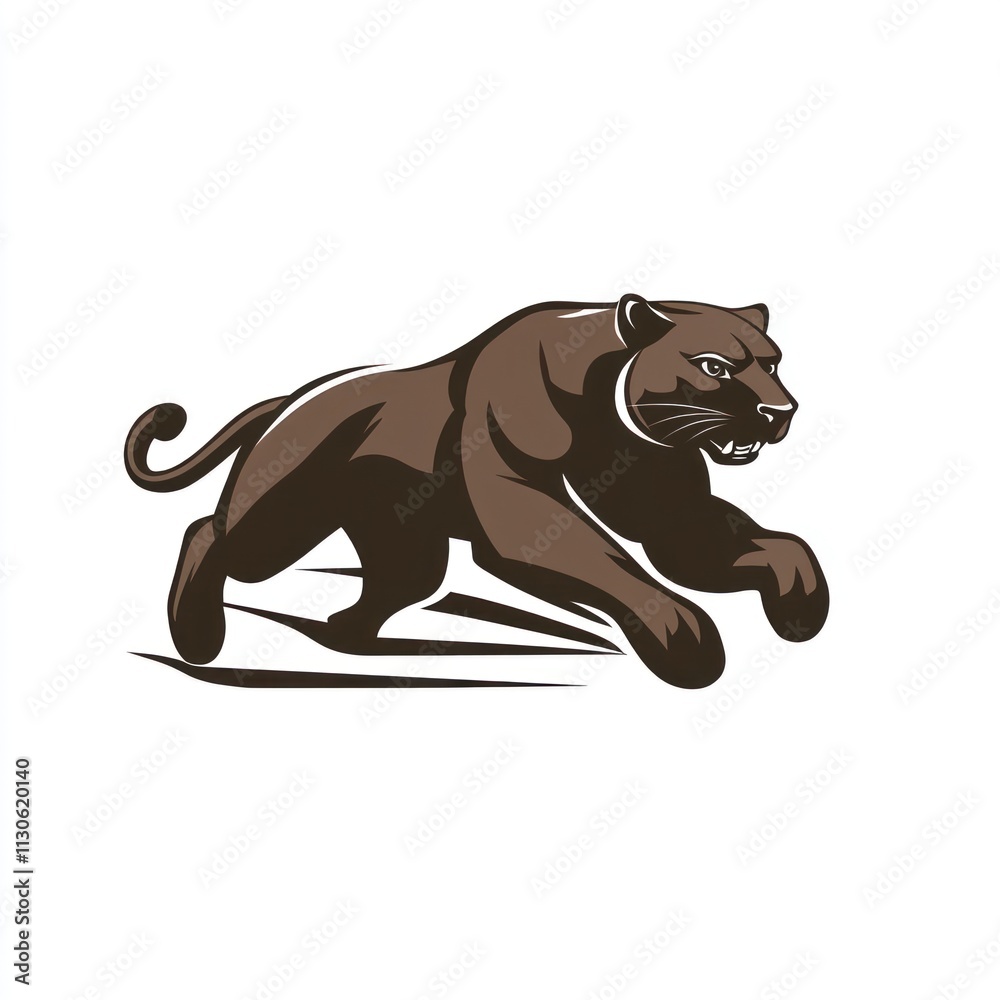 Obraz premium Brown panther in a dynamic running pose.