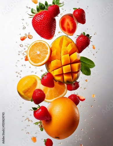 Obraz na płótnie falling fruits w salonie