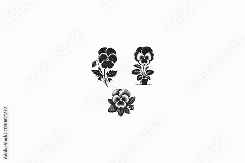 A Pansy Flower vector silhouette image made by adobe illustrator..eps