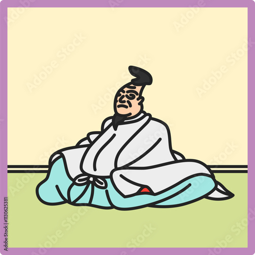 カラー正方形シンプル百人一首　柿本人麻呂
