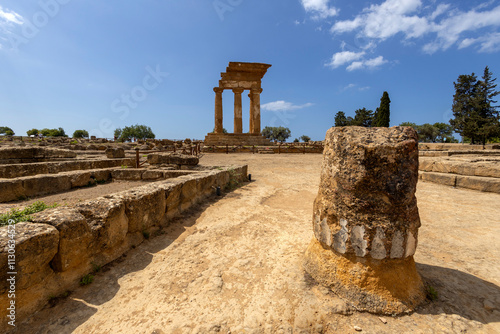 Temple of the Dioscuri, Castor and Pollux in the Valley of Temples, Agrigento, Sicily, Italy photo