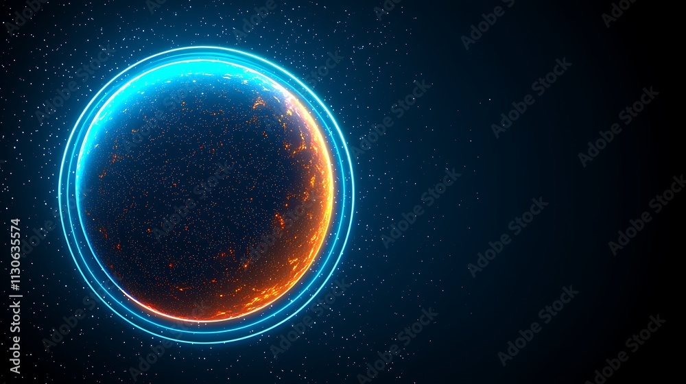 Obraz premium Glowing Earth Futuristic Planet Space Background