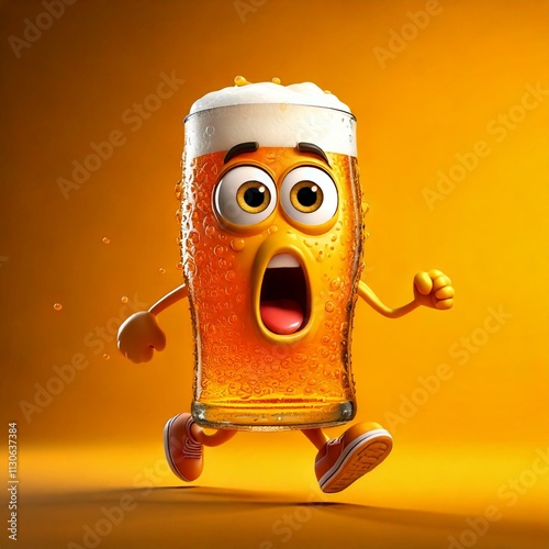 Cute Cartoon Beer Running S...