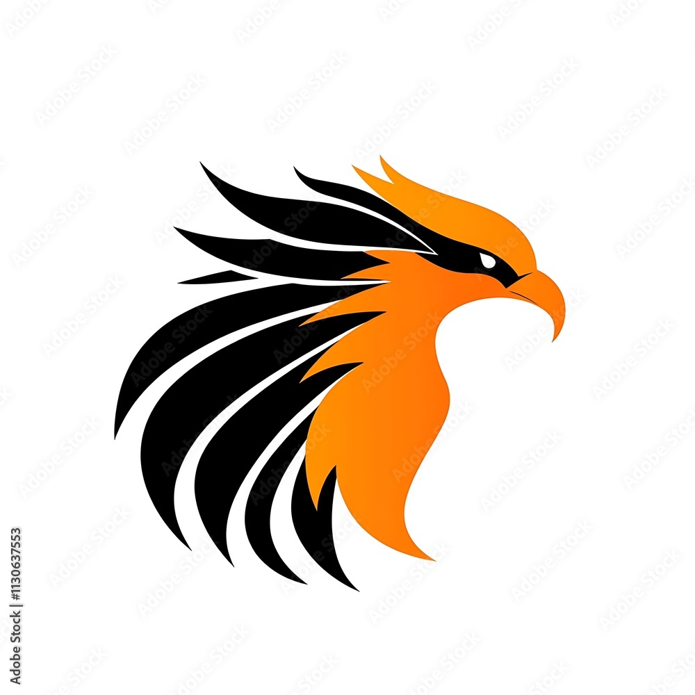 Obraz premium Stylized Orange And Black Eagle Head Design