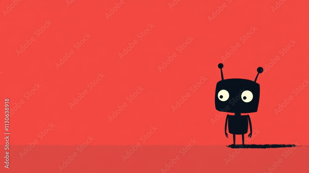 Fototapeta premium Cute robot on simple background