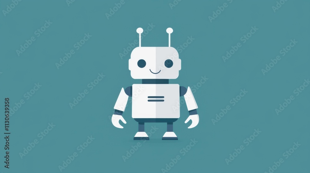 Obraz premium Cute robot on simple background
