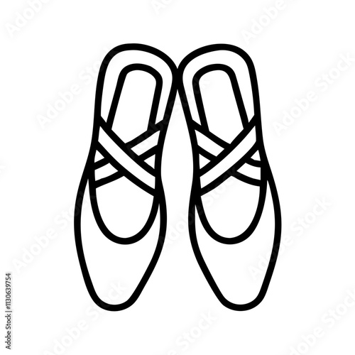 ballet slippers icon, dance day line art, dance icon - simple black line art icon of ballet slippers, for dance day celebrations. dancer vector art.