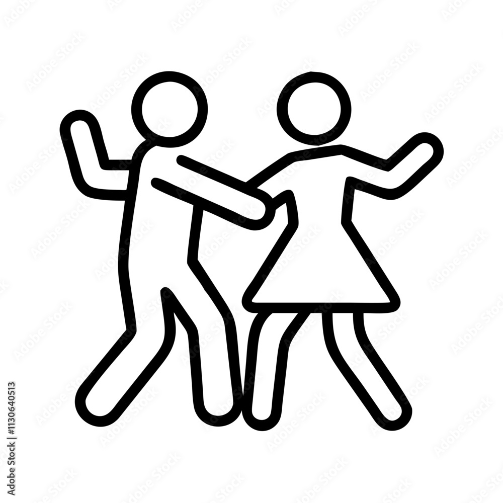 dancing couple icon, dance day line art, dance icon - simple black line art icon of dancing couple, for dance day celebrations. dancer vector art. dancing couple icon, dance day line art, dance icon - simple black line art icon of dancing couple, for dance day celebrations. dancer vector art.