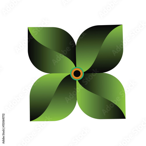 green pinwheel isolated on white 