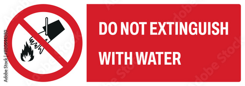 ISO prohibition safety signs uppercase text_do not extinguish with water_landscape size 1/2 a4,a3,a2,a1 