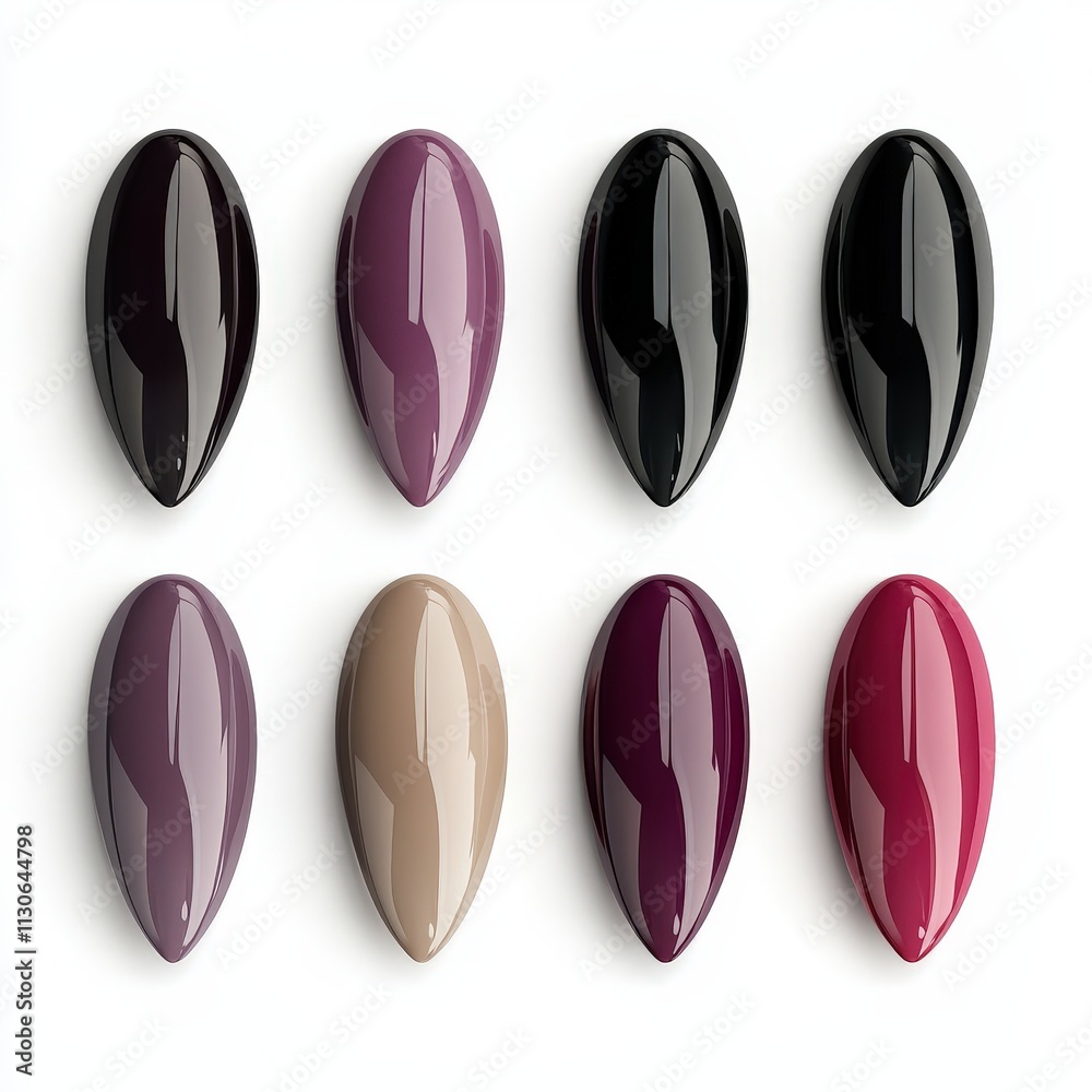 Fototapeta premium Stylish collection of colorful nail polish bottles on a white background