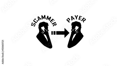 scammer call you answer and pay, black isolated silhouette