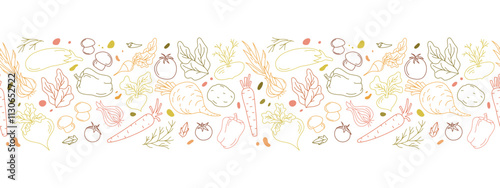 Yummy Vegies Transparent Vector Border