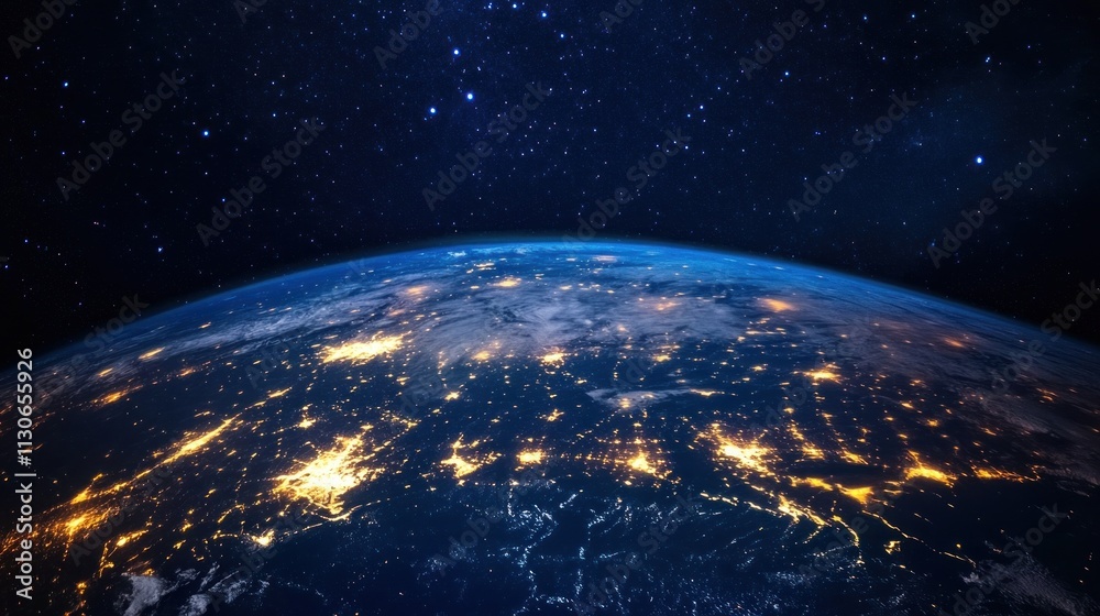 Obraz premium Earth From Space, A Stunning Night View Of Our Planet