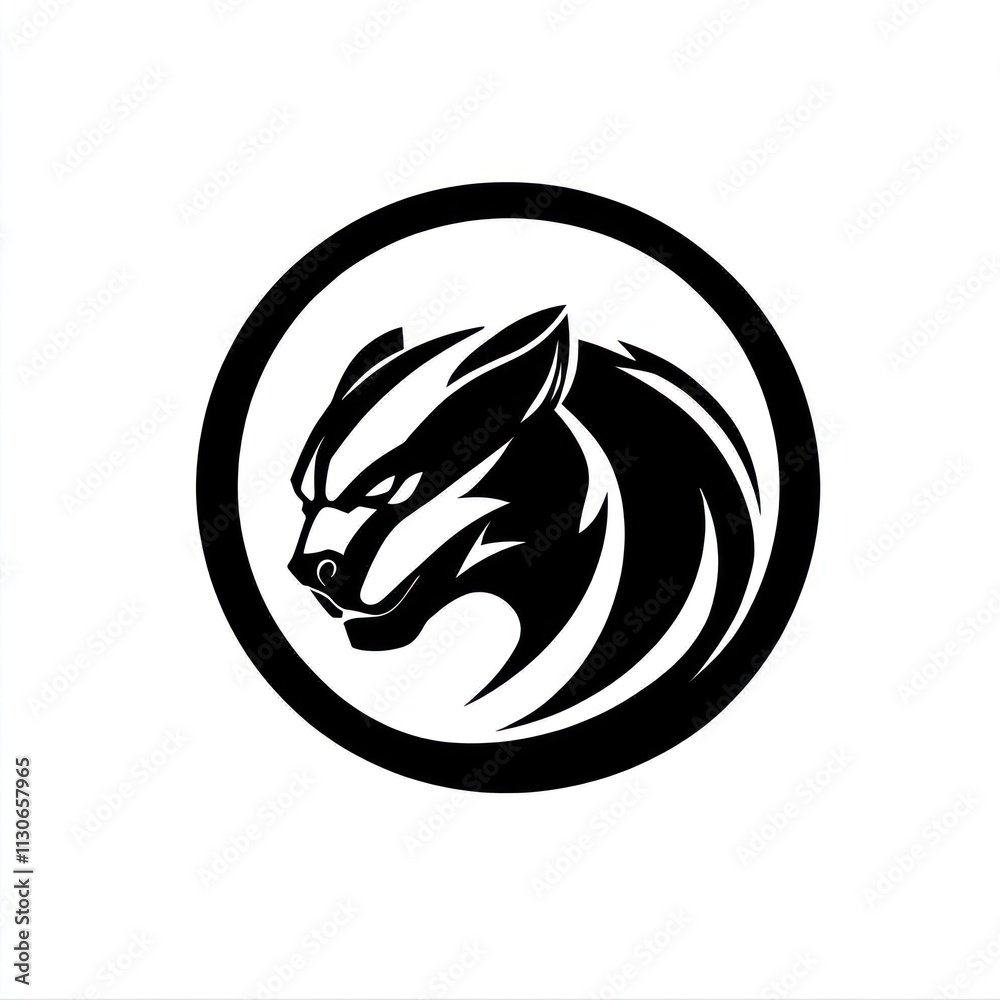 Obraz premium Stylized badger head logo in a circle.