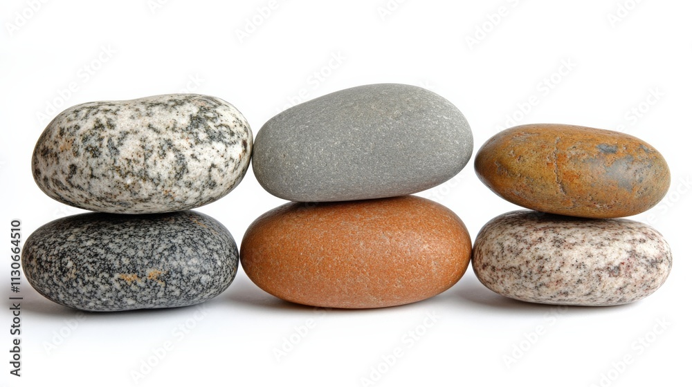 Fototapeta premium Elegant Stacked Pebbles on White Background