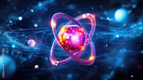 Wallpaper Mural Stunning Visual Representation of Atom in Vibrant Colors and Light Torontodigital.ca