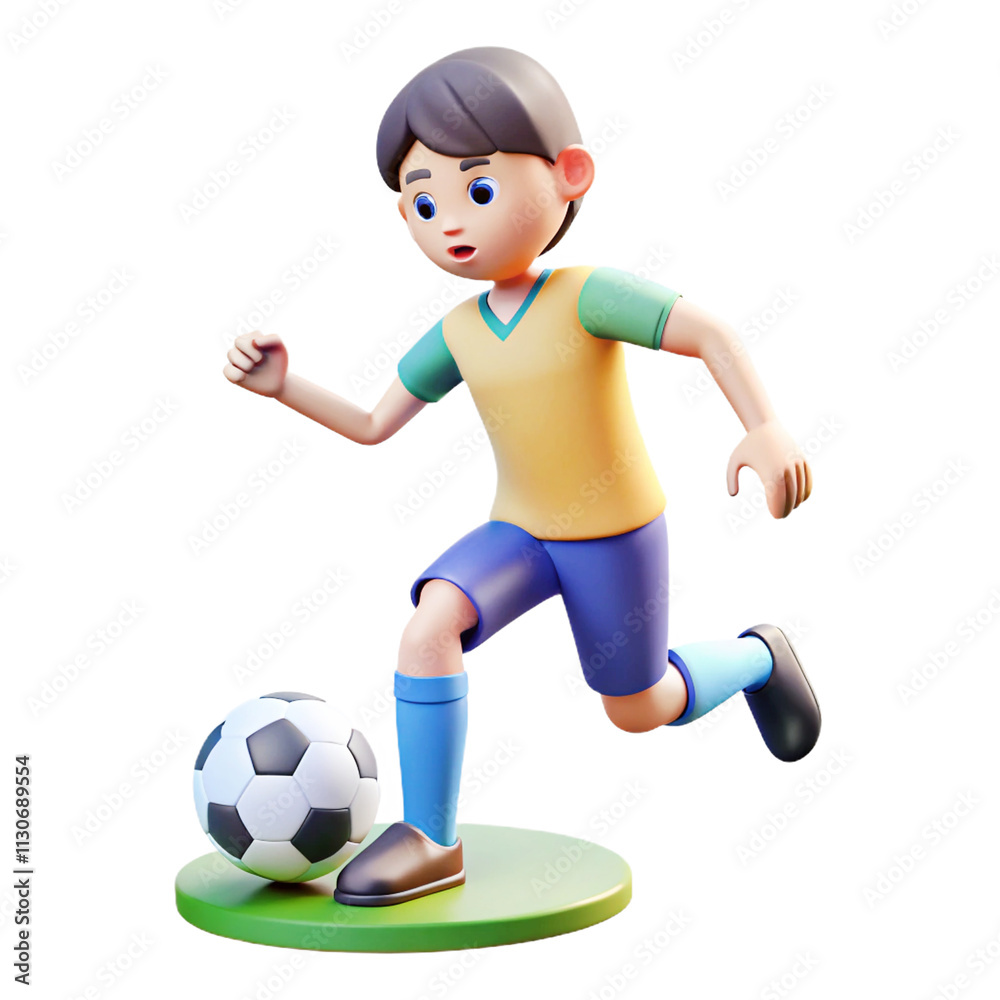 Obraz premium people Playing Soccer 3d cartoon style illustration 