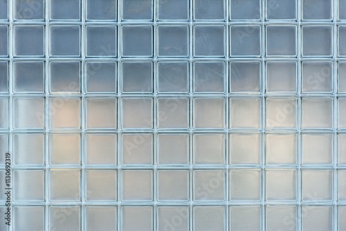 Closeup of glass brick wall background texture. photo