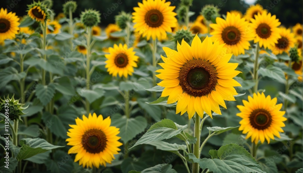Field of sunflowers. Field of sunflowers.