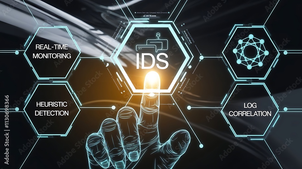 Fototapeta premium businessman pressing virtual button IDS, intrusion detection. cloud computing concept, cloud technology, Saas, Paas, Iaas. AWS Services 