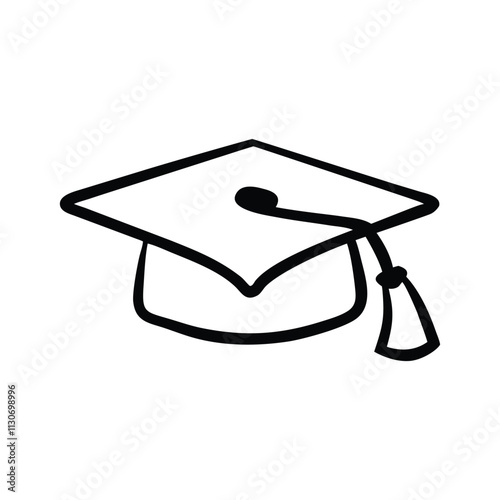 Graduation cap doodle hand-drawn vector icon