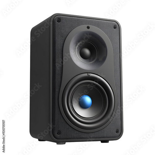 Modern black desktop speaker featuring rounded edges, merging style and function for a superior audio experience.