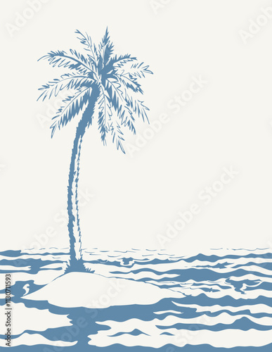 Small desert island. Vector drawing