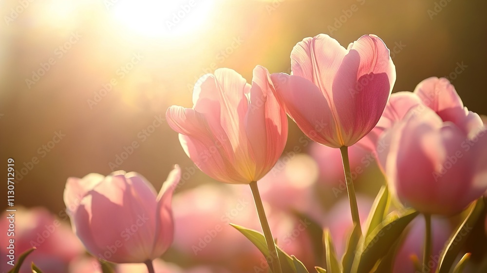 Fototapeta premium pink tulips in spring