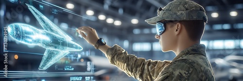 Military personnel using advanced aircraft display tech