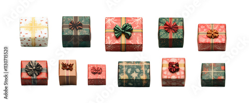 A vibrant collection of Christmas presents in various sizes and colors, showcasing the festive spirit of giving on holidays.
