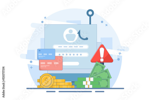 internet hacker attack and personal data security concept. Computer security technology. Anonymous hackers attack computers. Hackers steal personal data. Vector illustration on the background.