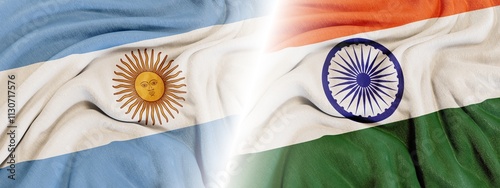  A symbolic representation of unity and collaboration showcasing the flags of Argentina and India side by side - emphasizing cultural diversity and international connections. photo