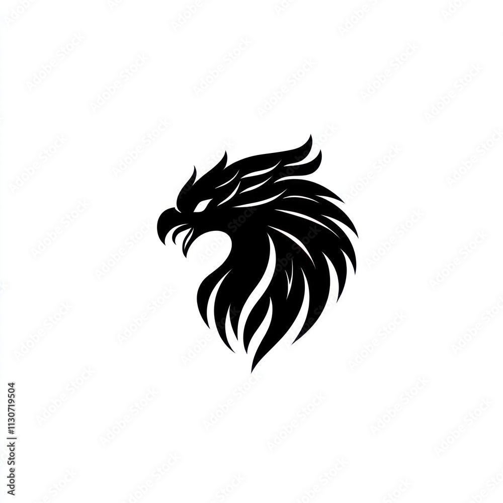 Fototapeta premium Fierce black eagle head vector graphic.