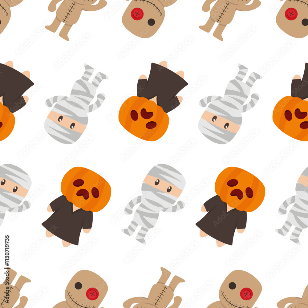 Fototapeta premium Zombie Seamless Pattern 