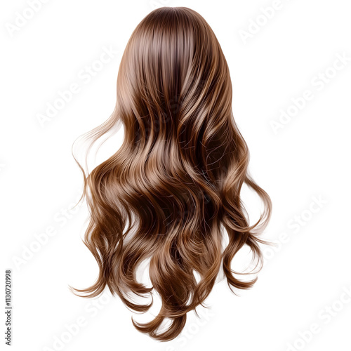 Realistic clip art of brown wavy hair, ideal for hairstyling concepts and creative designs in fashion.