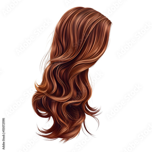 Isolated clip art displaying brown wavy hair style, representing beauty concepts for fashion artwork and designs.