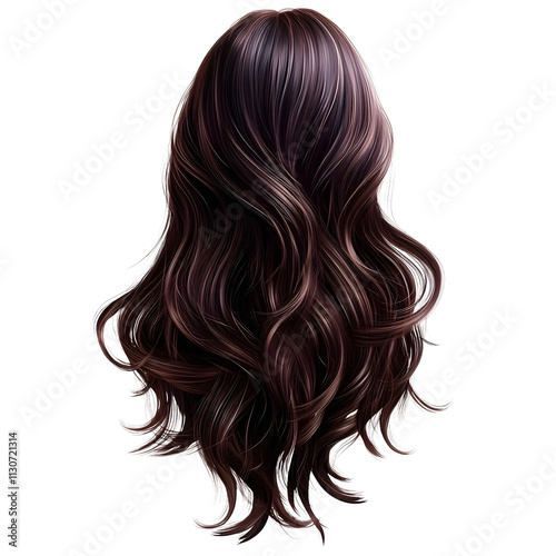 Charming clip art showing isolated brown wavy hair design, suitable for creative fashion concepts and beauty graphics.