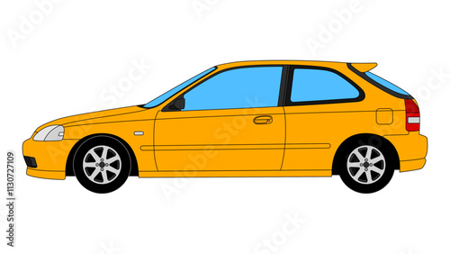 Bild auf Leinwand Honda Civic 6th Generation Japan Retro Compact Hatchback Vector Speed Icon Class