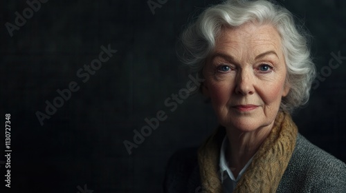 Retired senior woman embodies entrepreneurial spirit and resilience in striking portrait photo