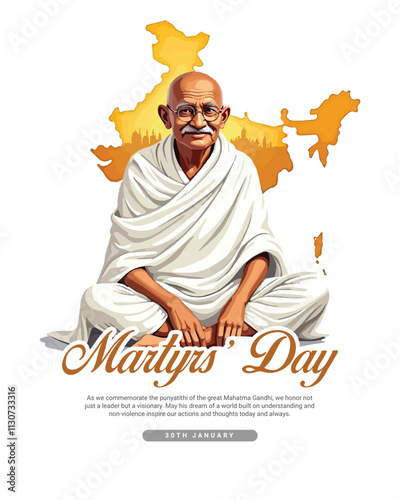 Mahatma Gandhi punyatithi 30 january social media post banner template photo