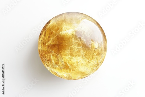 Heliodor Beryl Crystal on White Background Isolated photo