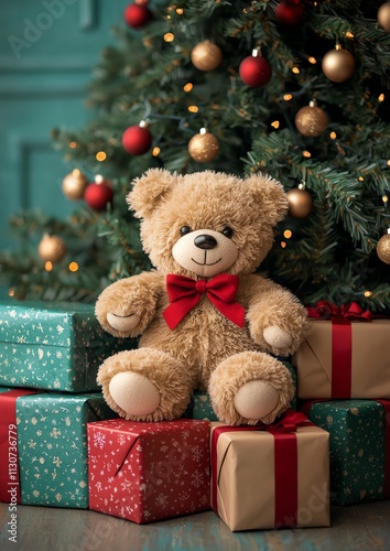Nostalgic moments of family celebrations under the tree, Christmas toys under the tree, celebration, nostalgia