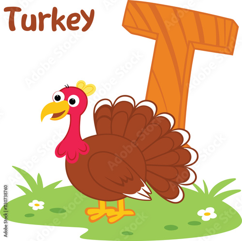 T is for Turkey: Cheerful Illustration for Pre-School Learning with Letter T Design

 photo