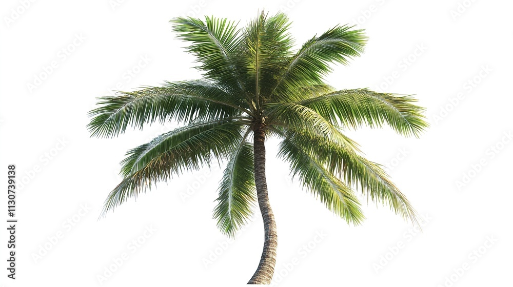 Fototapeta premium Palm tree isolated on white background, tropical symbol