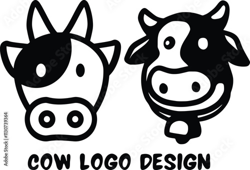 Cow head Logo Icon Set for cow farming 