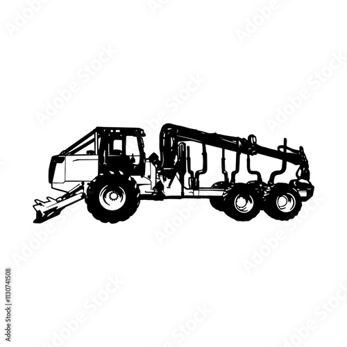 Forwarder - Special Vehicle - Heavy Machinery, Logging and Construction Machinery Stencil Cut File - Cricut file.